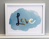 Blue Love Foil Print Unframed